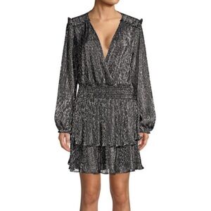 Parker Shimmering Black and Silver Mini Dress